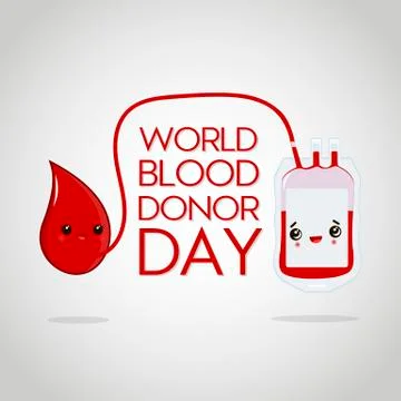 Vector illustration with cute drop of blood and blood pack for World blood do 스톡 일러스트
