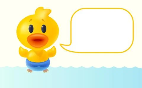 Vector illustration of cute duck in realistic style. Vector icon of kawaii .. Stock Illustration