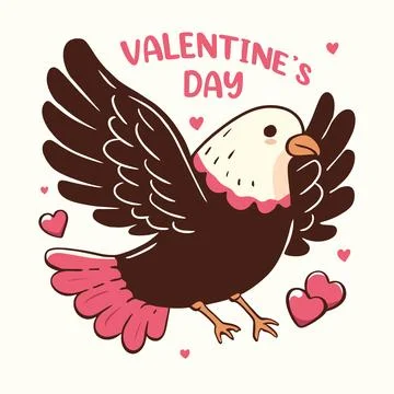Vector illustration cute eagle for valentines day love heart Stock Illustration