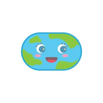 Vector illustration of cute earth cartoon character Stock Illustration