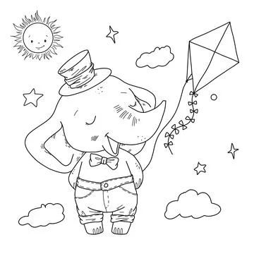 Vector illustration of a cute elephant boy for children in the style of a doodle Stock Illustration