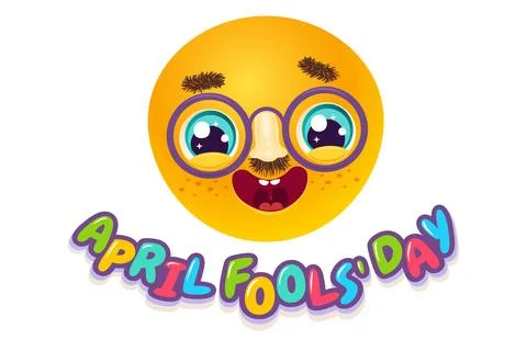 Vector illustration of cute face for april fools day. Kawaii face with eyes.. Stock Illustration