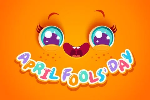 Vector illustration of cute face for april fools day. Kawaii face with eyes.. Stock Illustration