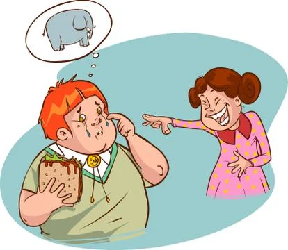 Vector illustration of a cute fat boy and girl Stock Illustration