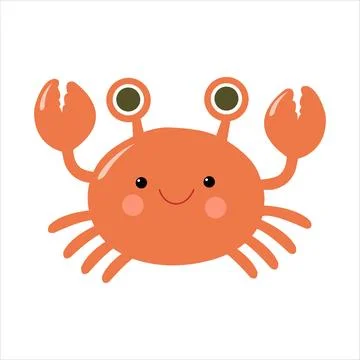 Vector illustration of cute flat crab. Stock Illustration