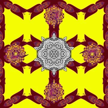 Vector illustration. Cute Floral pattern in the small flower. Flowers on red, pu Stock Illustration