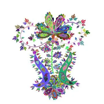 Vector illustration. Cute Floral pattern in the small flower. Flowers on blue, w Stock Illustration