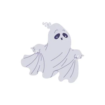 Vector illustration with a cute flying ghost holding onto the hem of his suit Stock Illustration