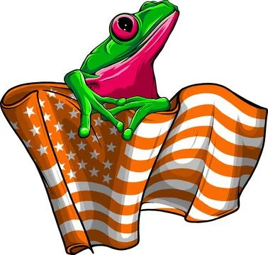Vector illustration of Cute frog cartoon on white background Stock Illustration
