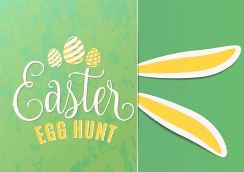 Vector illustration of cute fun happy easter egg hunt with easter bunny ears Stock Illustration