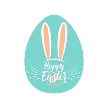 Vector illustration of cute fun happy easter greeting with easter bunny Illustrazione stock