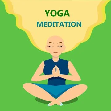 Vector illustration of a cute Girl Practicing Yoga. lotus meditative pose Stock Illustration