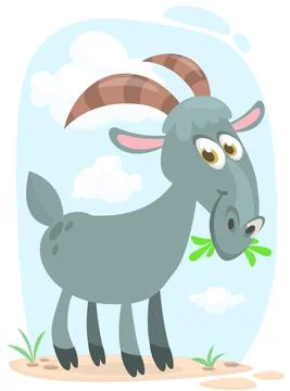 Vector illustration of cute goat character cartoon isolated Stock Illustration