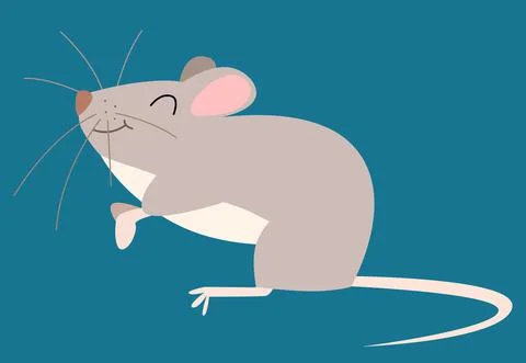 Vector illustration of cute gray mouse in a flat style Stock Illustration