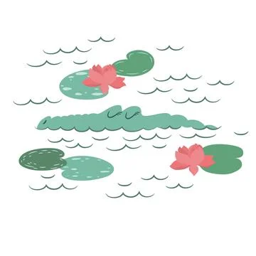 Vector illustration with cute green hand drawn crocodile isolated on white .. Stock Illustration