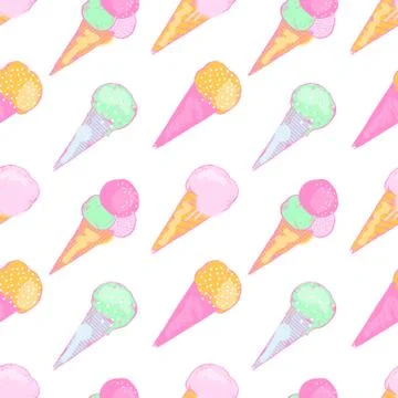 Vector illustration with cute hand-drawn ice creams Stock Illustration