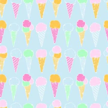 Vector illustration with cute hand-drawn ice creams Illustrazione stock