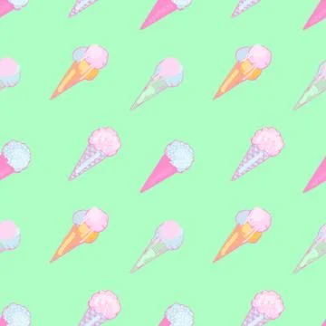 Vector illustration with cute hand-drawn ice creams Illustrazione stock