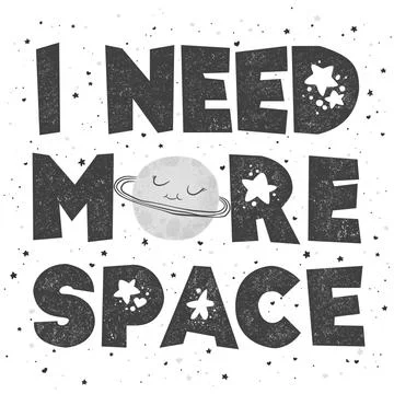 Vector illustration with cute hand drawn cartoon planet, stars and phrase I n Stock Illustration