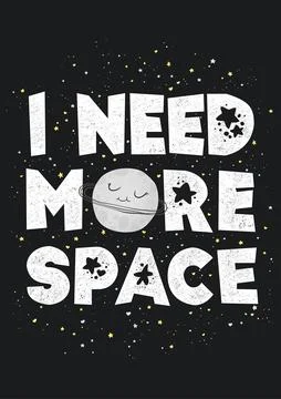 Vector illustration with cute hand drawn cartoon planet, stars and phrase I n Stock Illustration
