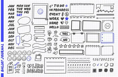 Vector illustration Cute hand drawn elements for planner, journal, notepad Stock Illustration