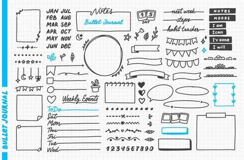 Vector illustration Cute hand drawn elements for planner, journal, notepad Stock Illustration
