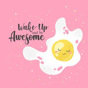 Vector illustration with cute hand drawn cartoon egg and lettering isolated.. Stock Illustration