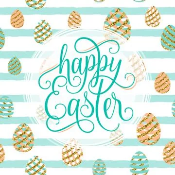 Vector illustration of cute happy easter greeting card Stock Illustration