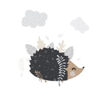 Vector illustration of cute hedgehog for your winter congratulation postcard. Stock Illustration