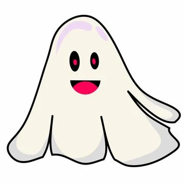 Vector illustration of cute kawaii ghost character, Illustrazione stock