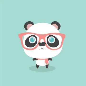 Kawaii panda, anime panda Stock Illustration