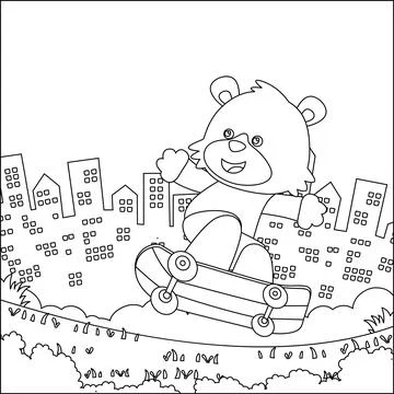 Vector illustration of cute little fox on skate board 스톡 일러스트