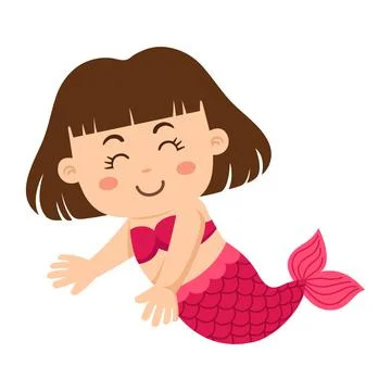 Vector illustration of cute mermaid Stock Illustration