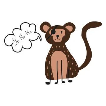Vector illustration of cute monkey pirate. Stock Illustration