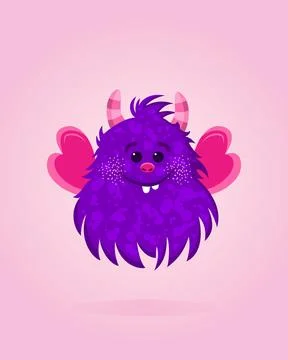 Vector illustration with cute Monster with wings. 스톡 일러스트