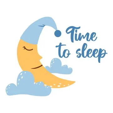 Vector illustration of cute moon with clouds. Stock Illustration