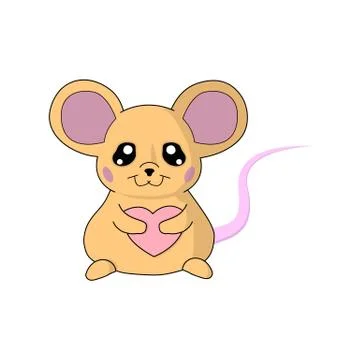 Vector illustration of a cute mouse with a heart Stock Illustration