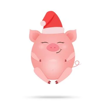 Vector illustration of cute pig cartoon isolated on white background Stock Illustration