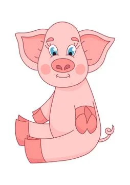 Vector illustration of cute pig, funny piggy Stock Illustration