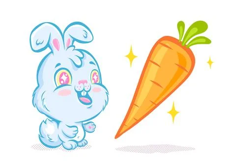 Vector illustration of a cute rabbit and carrot for Chinese new year of 202.. Stock Illustration
