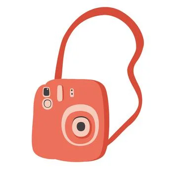 Vector illustration with cute retro camera. Modern simple snapshot photograph Stock Illustration