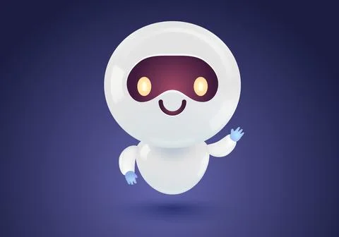 Vector illustration of cute robot. Vector icon for chatbot in realistic style Stock Illustration