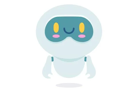 Vector illustration of cute robot. Vector icon for chatbot in flat style. Stock Illustration