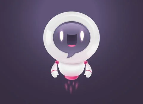 Vector illustration of cute robot. Vector icon for chatbot in realistic sty.. Stock Illustration