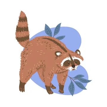 Vector illustration of cute scared racoon stands on paws with its back arched Illustrazione stock
