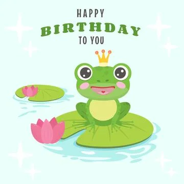 Vector illustration of a cute smiling cartoon frog prince with a golden crown Stock Illustration