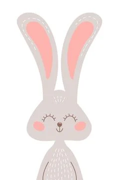 Vector illustration with cute smiling rabbit. Stock Illustration
