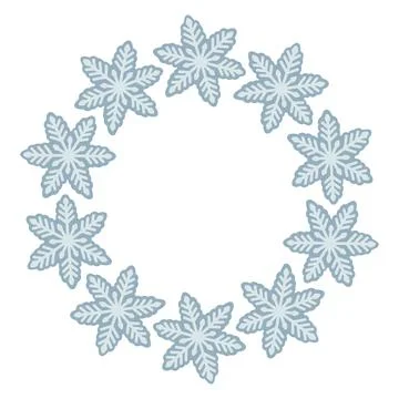Vector illustration of cute snowflakes arranged in a circular frame. Winter Stock Illustration