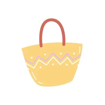 Vector illustration of a cute straw beach bag with zigzag pattern. Perfect for Stock Illustration