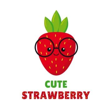 Vector illustration with cute strawberry wearing glasses Stock Illustration